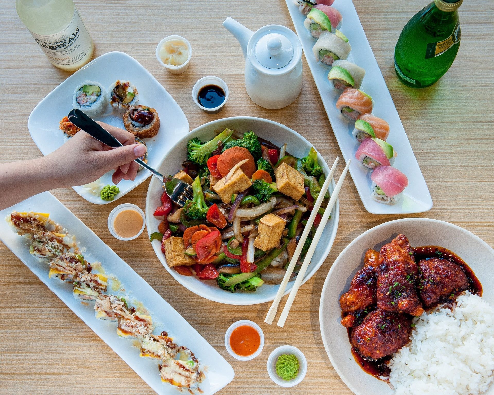 Sushi and stirfry under one roof