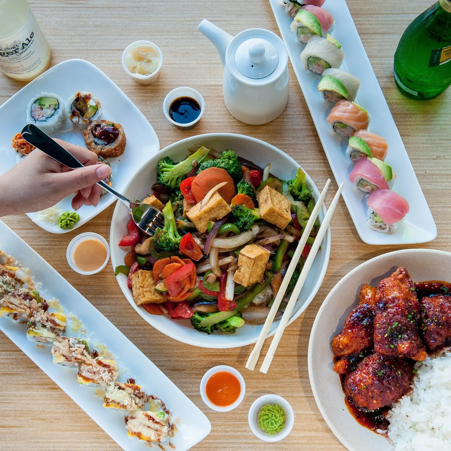 Sushi and stirfry under one roof